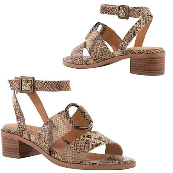 Seychelles Snake‎ Print Block Heel Sandals - Size 9 - Picture 1 of 10